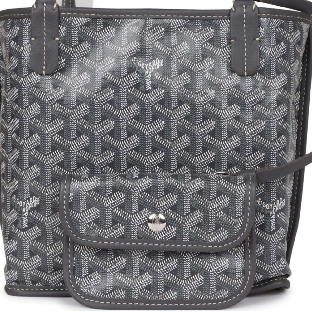 Grey Reversible Tote Bag with Matching Pouch